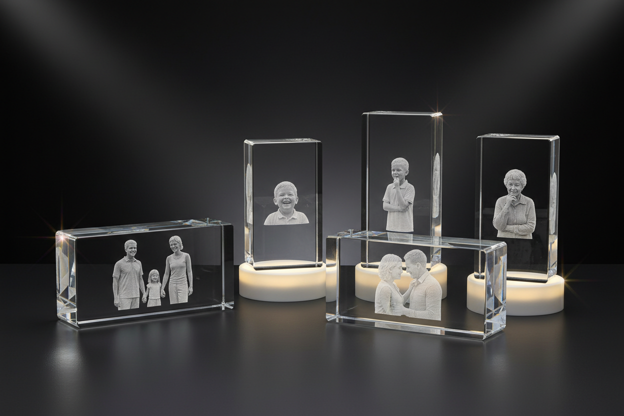 3D Crystal Rectangle with Dark Background