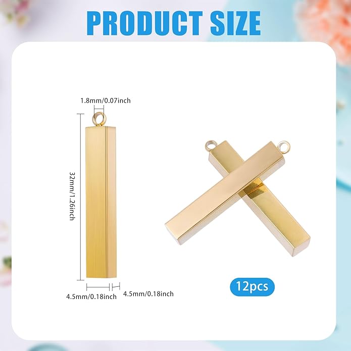 Custom Vertical Bar Necklace | 3D Cuboid Pendant