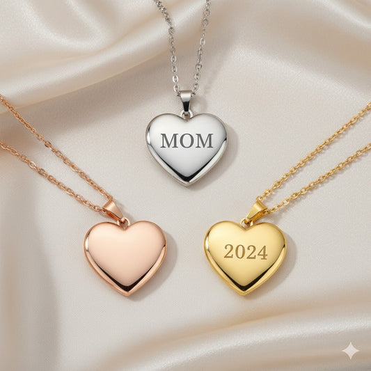 Custom Engraved Heart Necklace | Personalized Photo & Text Pendant