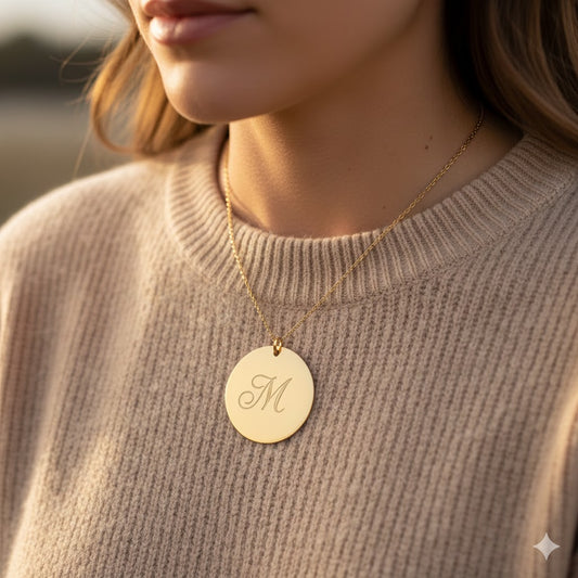 Custom Engraved Disc Necklace | Minimalist Round Pendant