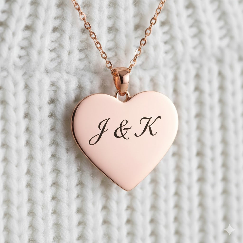 Custom Engraved Heart Necklace | Personalized Photo & Text Pendant