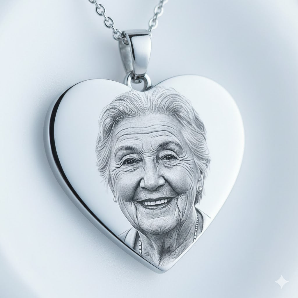 Custom Engraved Heart Necklace | Personalized Photo & Text Pendant